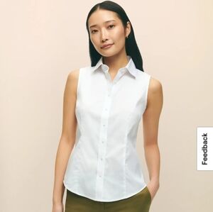 Brooks Brothers Womens Non Iron White Cotton Sleeveless Shirt Size 4p